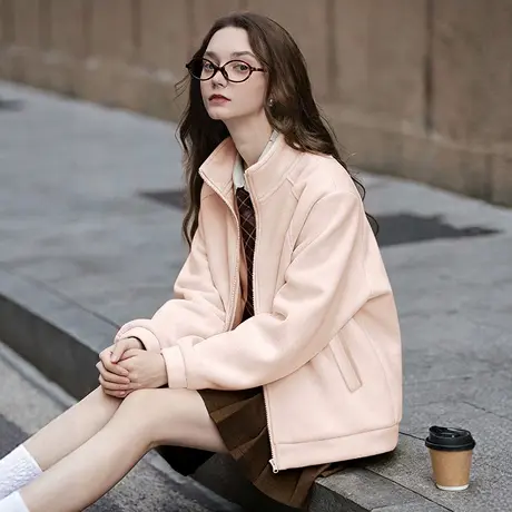 唐狮官方立领加绒外套女2026新款冬季女款休闲加厚内胆开衫上衣VB图片