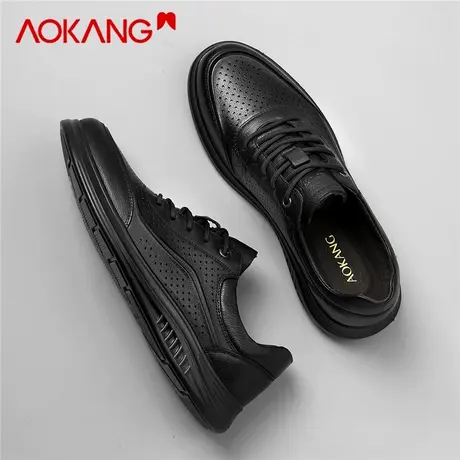 奥康透气商务皮鞋男2026新款春季镂空软底休闲鞋男士轻便通勤男鞋商品大图