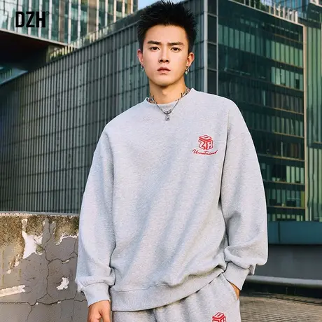 男士灰色卫衣男秋季长袖上衣男装外套男款2023新款秋装情侣打底衫商品大图