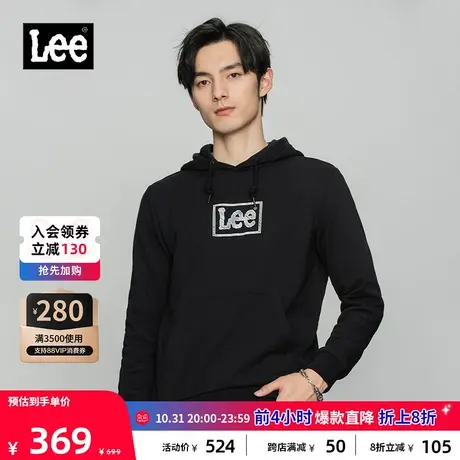 Lee商场同款标准版logo印花黑色连帽男长袖卫衣LMT0015776UK图片