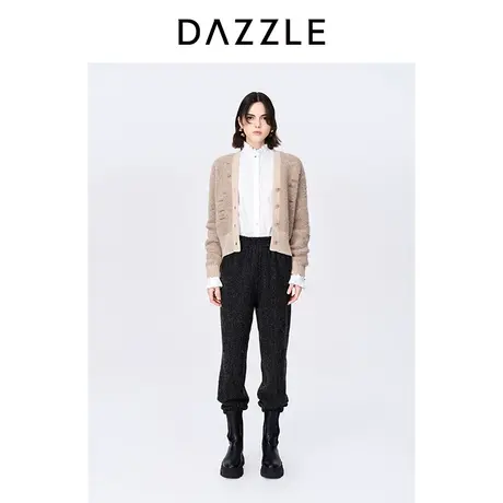 【七七酱专享】DAZZLE地素奥莱秋镂空短款羊驼毛混纺千金针织衫毛商品大图