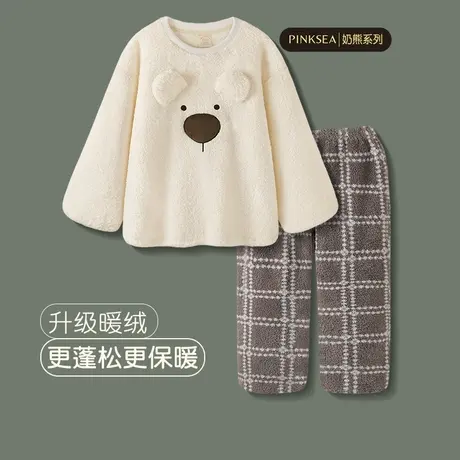 睡衣冬季女珊瑚绒加厚保暖男士秋冬套装2023年新款大码情侣家居服商品大图