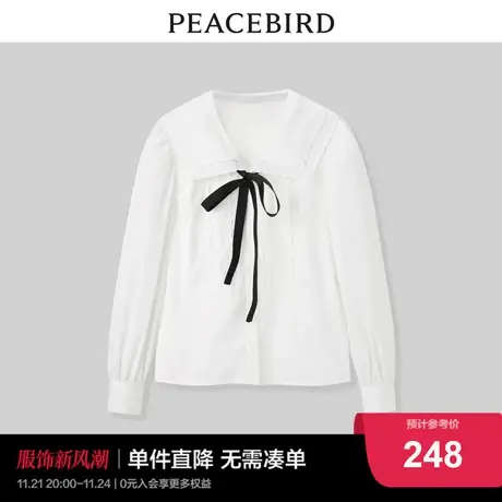 太平鸟时尚2022秋冬新款优雅绑带衬衫A1CAC4228图片