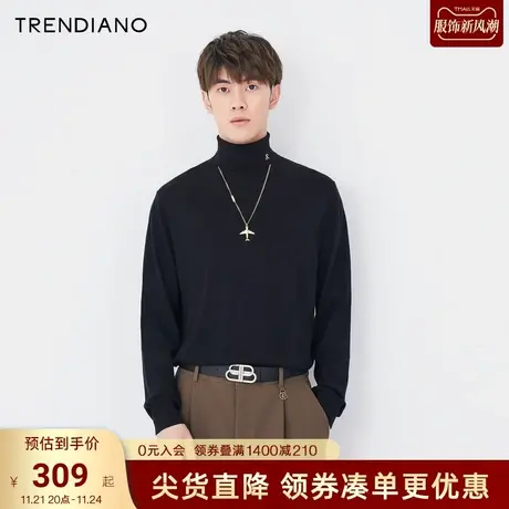 TRENDIANO官方时尚百搭高领内搭单穿针织衫潮男2023新款秋季商品大图