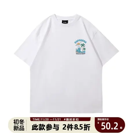 vintage短袖t恤男夏季美式中性风潮牌重磅半袖2023新款潮流上衣图片