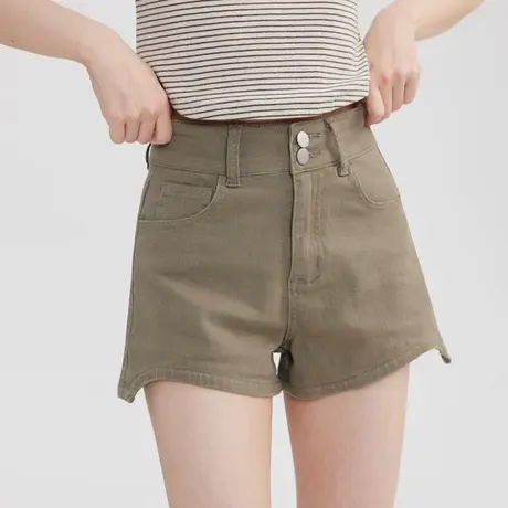 尔给复古显瘦a字美式牛仔小短裤女夏季2023年新款高街高腰阔腿裤图片