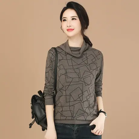 韩朝袭人宽松休闲内搭打底毛衣女2023冬装新款时尚套头上衣T恤商品大图