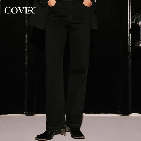 COVER冬季直筒棉质高腰牛仔裤商品大图