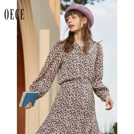 复古小碎花衬衫甜美百搭长袖上衣春秋新款女装气质衬衣商品大图