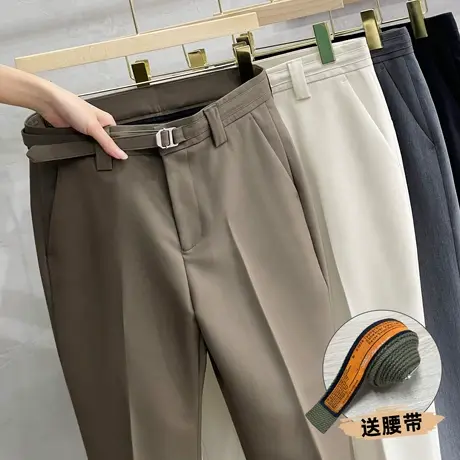设计感裤春秋季新款商务休闲裤九分裤韩版修身小脚抗皱男士西裤子商品大图