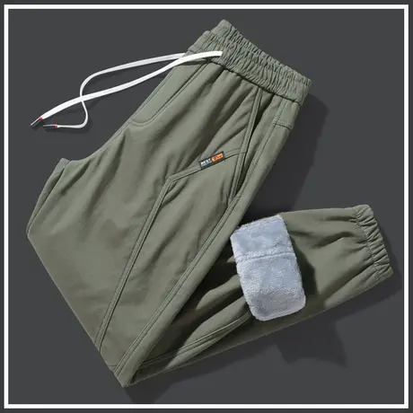 冬季军绿色工装休闲裤男士加绒加厚纯棉裤子秋冬天外穿2023年新款商品大图