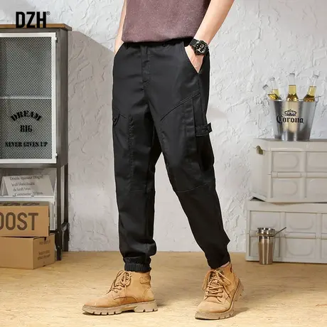 男士黑色裤子男春夏宽松2023新款休闲长裤宽松机能战术工装裤束脚商品大图
