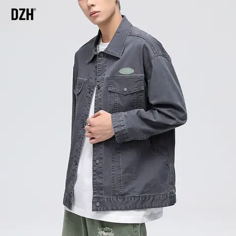 男生灰色牛仔外套男秋季高级感青少年男款夹克大码牛仔衣2023新款商品大图
