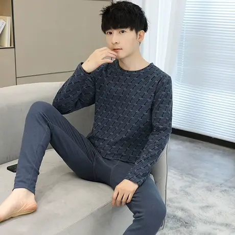 2024高档提花德绒男士双面绒保暖内衣套装秋衣秋裤冬装睡衣两件套图片