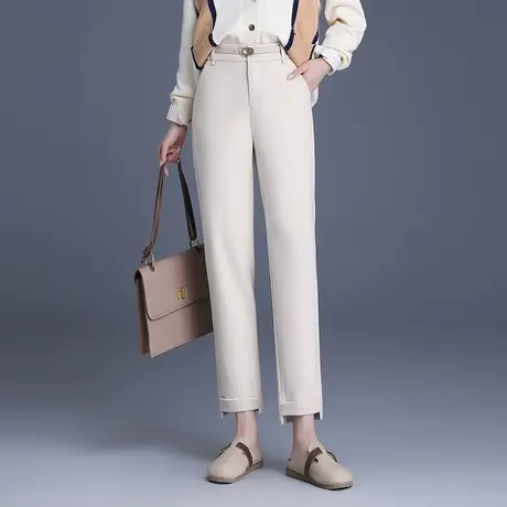 气质简约小脚裤女秋冬2023新款显瘦通勤职业小西裤直筒裤休闲裤厚商品大图