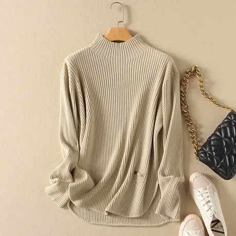 半高领毛衣女春装内搭新款韩版宽松套头加厚外穿长袖针织打底衫女商品大图
