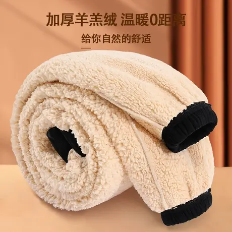 KV真维斯羊羔绒裤子女冬季2024新款加绒加厚休闲长裤黑色束脚卫裤商品大图