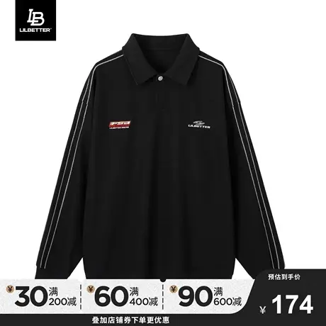 Lilbetter卫衣男款秋冬POLO领衣服落肩袖外套宽松上衣潮牌套头衫商品大图