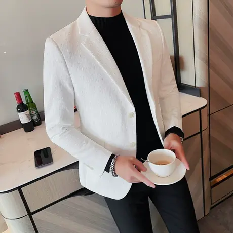 春秋季西装外套都市休闲英伦新款纯色发型师修身高级感小西服上衣商品大图