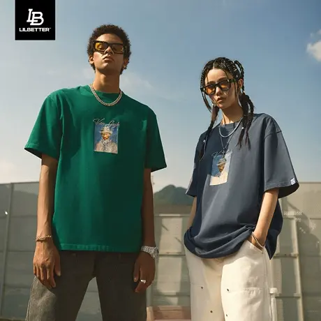 Lilbetter梵高联名自画像短袖男夏季体桖衫欧美潮牌t恤复古体恤衫商品大图