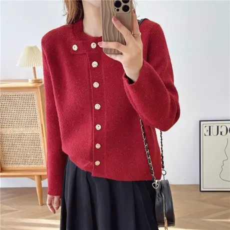 春装针织衫洋气减龄女毛衣短外套2024新款爆款小个子春季上衣开衫商品大图