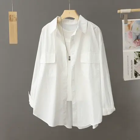韩版宽松休闲慵懒风衬衫外套女中长款2024年春秋新款外穿长袖衬衣图片