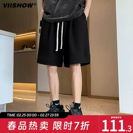 VIISHOW男装潮牌休闲直筒五分裤子男士夏季薄款宽松运动短裤男款商品大图