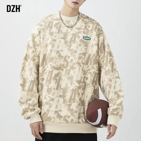 男生字母满印卫衣男春秋潮牌宽松圆领上衣2024新款休闲打底衫衣服商品大图