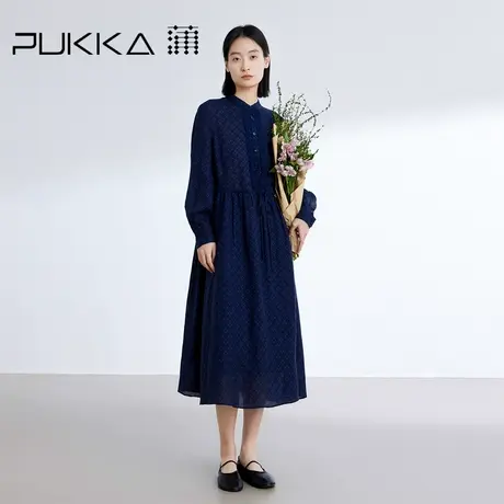 蒲PUKKA 重工艺法式蕾丝花边连衣裙女2024春夏新品显瘦连衣裙图片