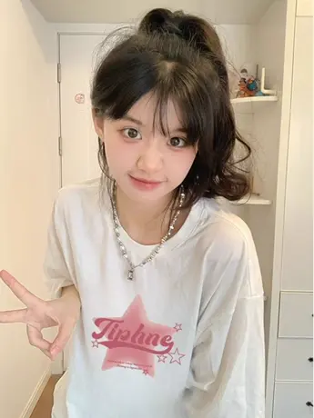 纯棉短袖t恤女夏大码宽松韩系美式复古潮牌半袖设计感小众上衣服图片