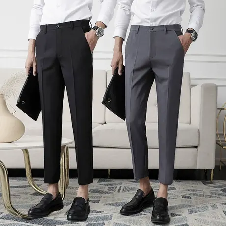 春夏季时尚英伦西裤男士韩版九分裤垂坠感男士帅气百搭休闲裤子潮商品大图