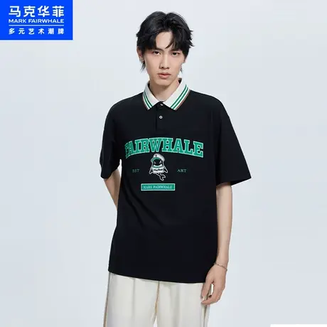 商场同款马克华菲鲸鱼字母凉感短袖POLO衫男23夏新款凉感美式上衣图片