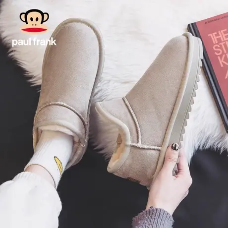 大嘴猴女鞋雪地靴女2023新款冬季加绒面包鞋奶fufu棉鞋加厚短靴子商品大图