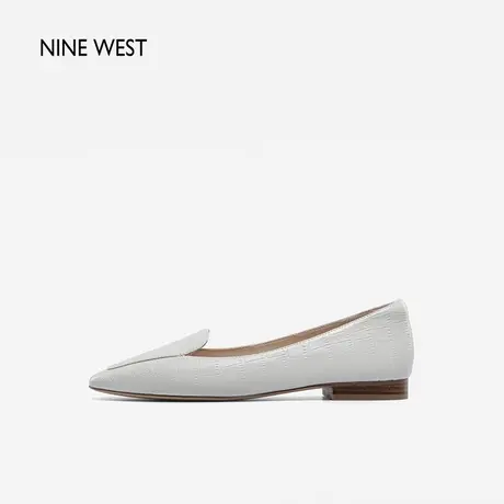 Nine West/玖熙平底鞋女2023年秋季新款方头石头纹质感舒适羊皮鞋商品大图