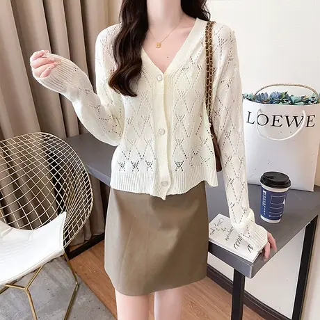 冰丝防晒衣女款2023新款夏季针织空调衫薄款透气女士披肩上衣开衫商品大图