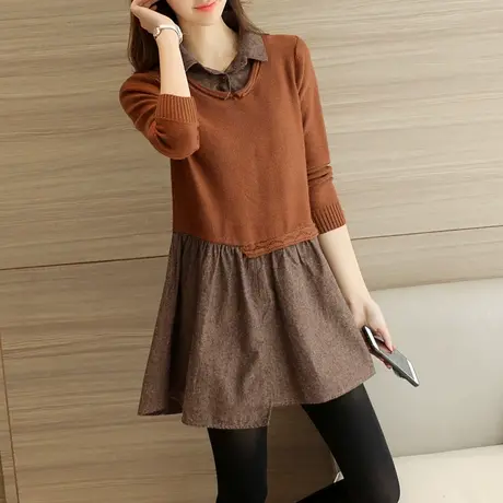 秋款女装2023新款秋装假两件女上衣毛衣外穿流行洋气打底衫女秋季图片