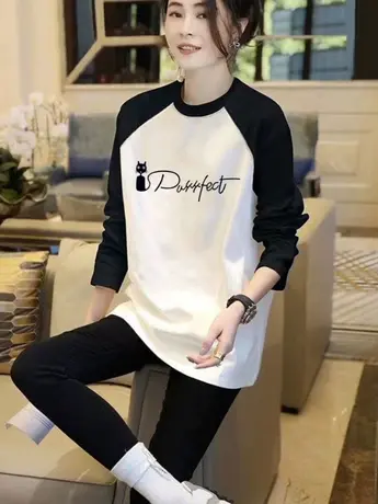 2023早秋新款欧货女装仿棉长袖t恤冬季时尚洋气内搭打底衫上衣服商品大图