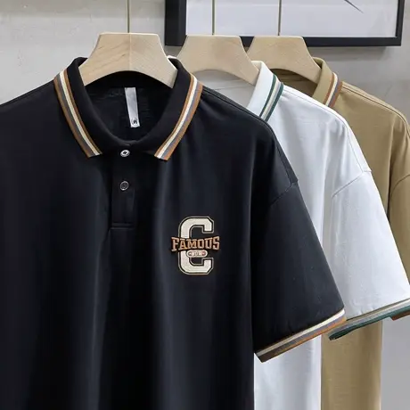 美式休闲夏季Polo衫男短袖t恤男士半袖上衣潮牌2023新款男装体恤商品大图