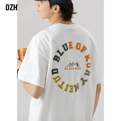 青少年白色短袖t恤男夏季薄款印花体恤2023新款纯棉半袖上衣夏装商品大图