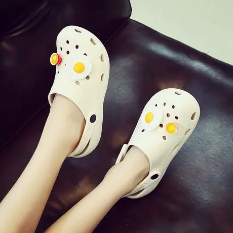 2023年新款护士洞洞鞋女ins潮夏外穿厚底学生可爱包头沙滩凉拖鞋商品大图