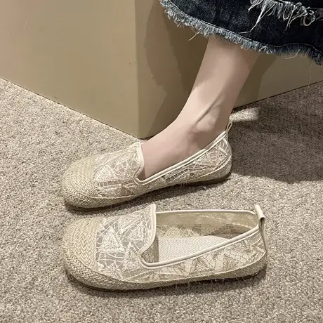 老北京布鞋女夏季透气薄款网面渔夫鞋一脚蹬懒人鞋平底休闲孕妇鞋图片