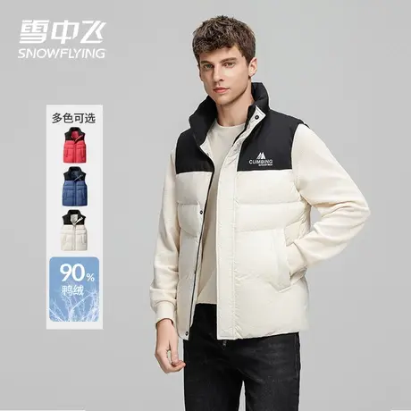 羽绒马甲百搭基础轻暖男士立领时尚休闲拼接工装撞色2023雪中飞新商品大图