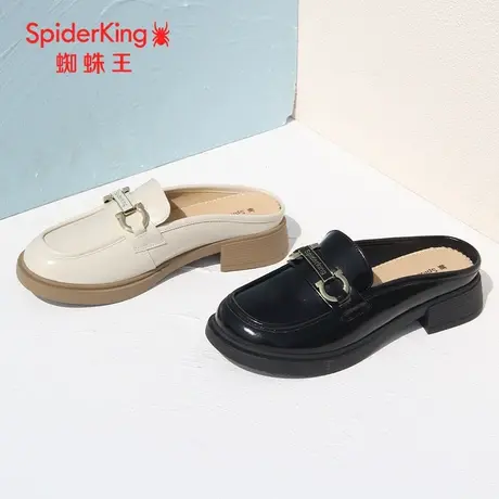 SPIDER KING/蜘蛛王穆勒鞋女真皮2023夏商场同款皮拖鞋半拖女外穿商品大图