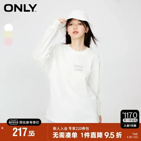ONLY2023秋季新款时尚休闲百搭圆领刺绣宽松长袖T恤女|123302006商品大图