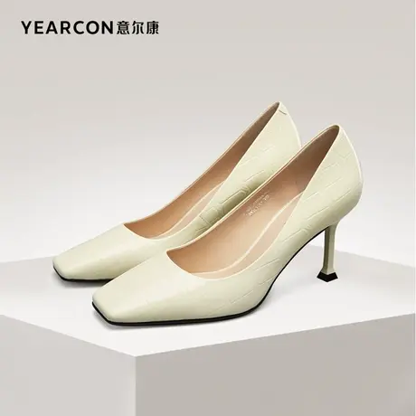 意尔康女鞋官方旗舰店单鞋女细跟时装办公室不累脚一脚蹬配裙子商品大图