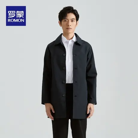罗蒙男士中长款宽松风衣外套2023秋季新款商务休闲春秋装翻领夹克图片