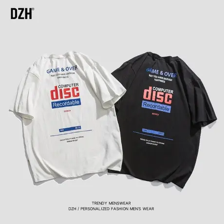 青少年背面图案t恤男短袖纯棉2023年新款夏季印花上衣情侣装半袖商品大图