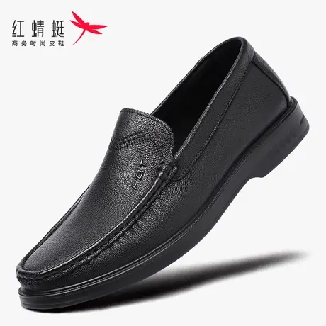 红蜻蜓男鞋软皮软底鞋子一脚蹬懒人鞋休闲皮鞋豆豆鞋男真皮软羊皮商品大图