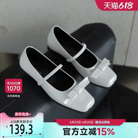 戈美其银色玛丽珍鞋女2025春季新款法式气质蝴蝶结仙女风软底单鞋商品大图