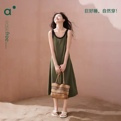安之伴【巨凉感】吊带睡裙女夏款纯棉宽松时尚无袖背心睡衣中长款商品大图